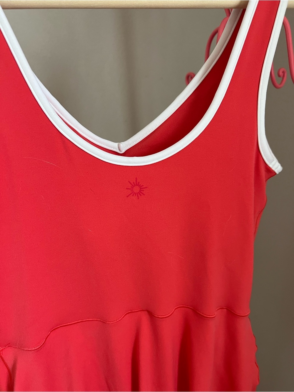 Aerie Coral Athletic Dress with White Edging - Picture 4 of 6
